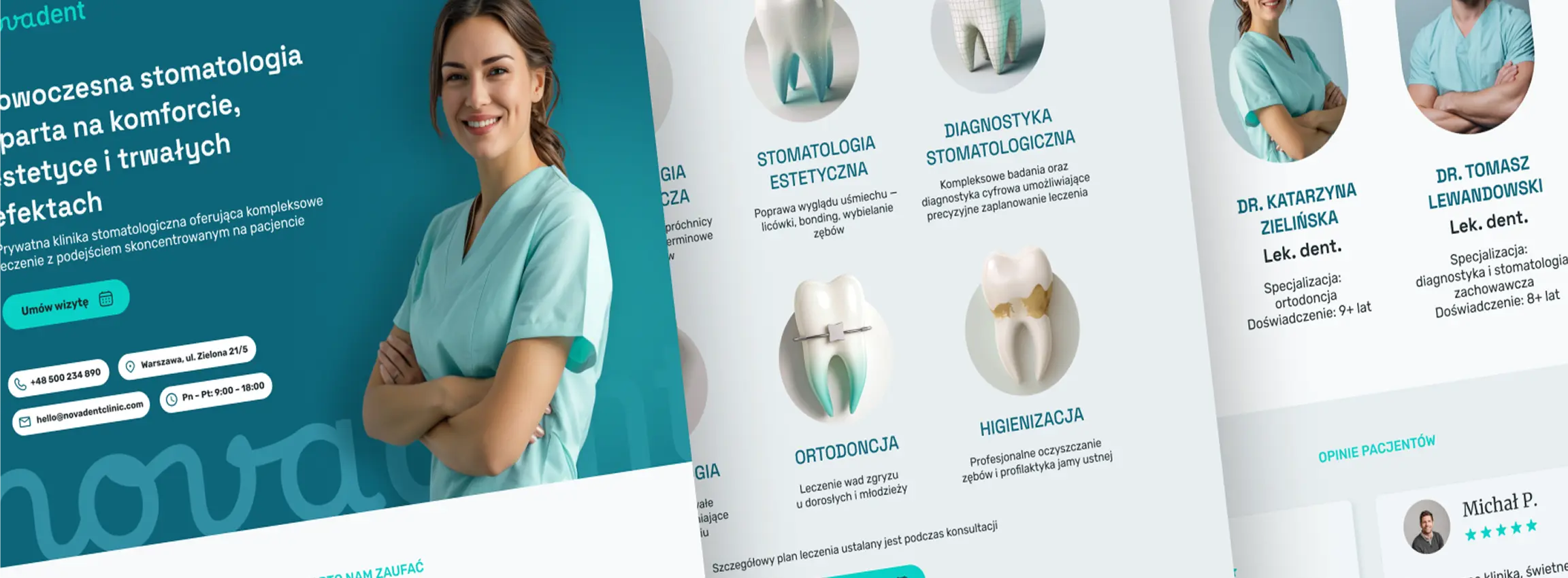 Nowoczesna klinika stomatologiczna — koncepcja landing page