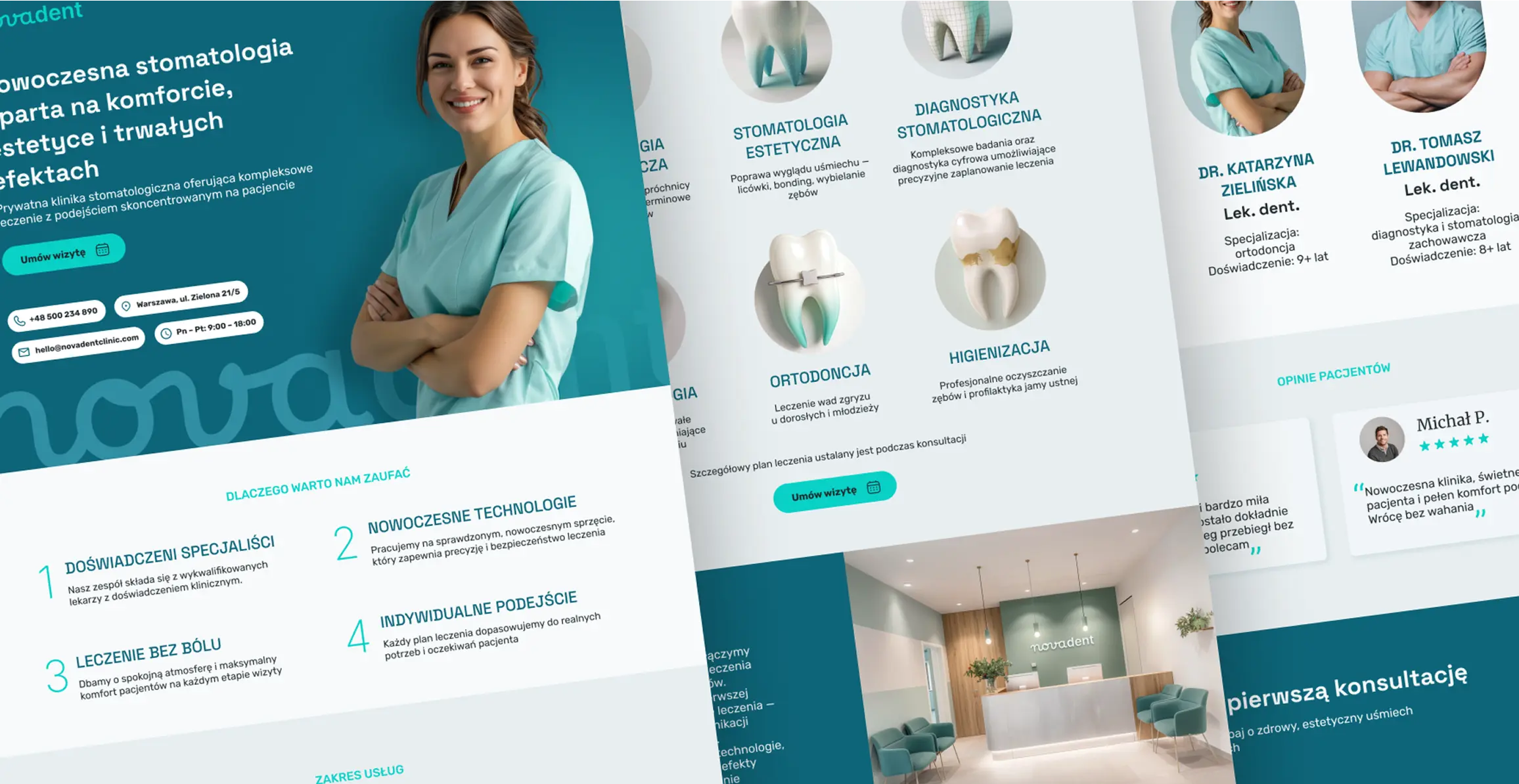 Nowoczesna klinika stomatologiczna — koncepcja landing page