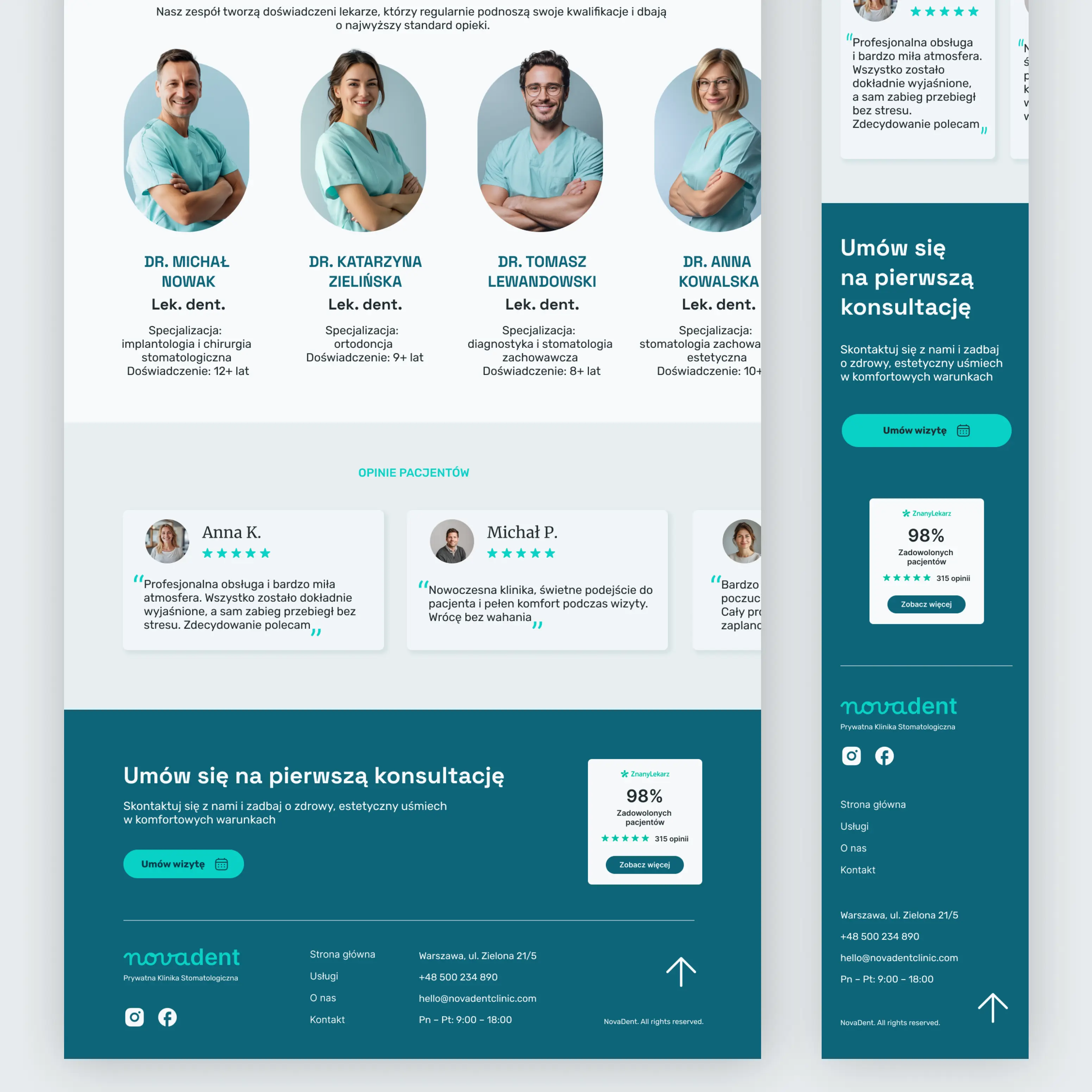 Nowoczesna klinika stomatologiczna — koncepcja landing page