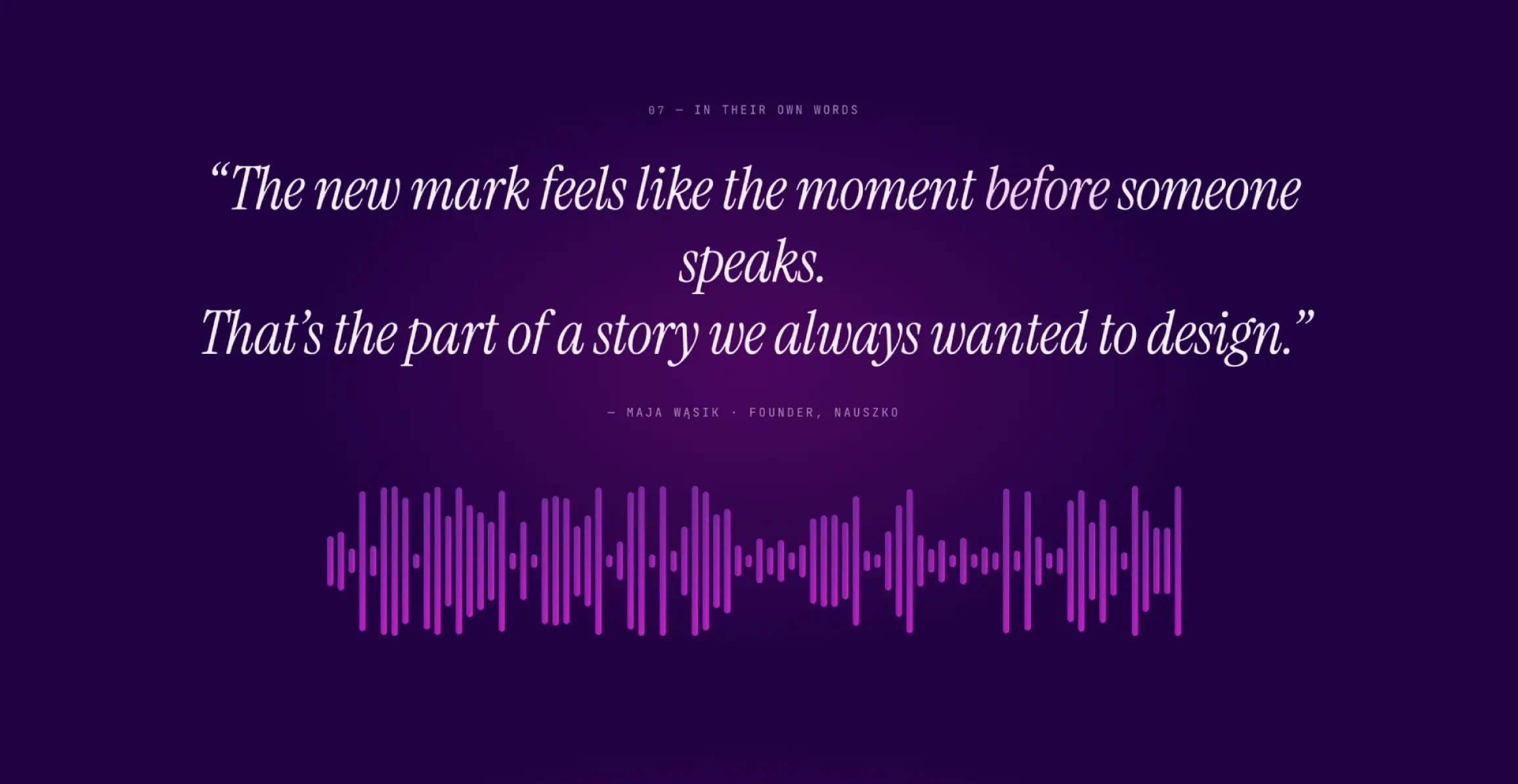 Brand identity for NAUSZKO — an audio storytelling application.
