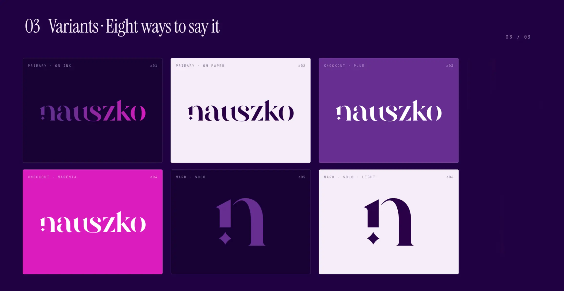 Brand identity for NAUSZKO — an audio storytelling application.